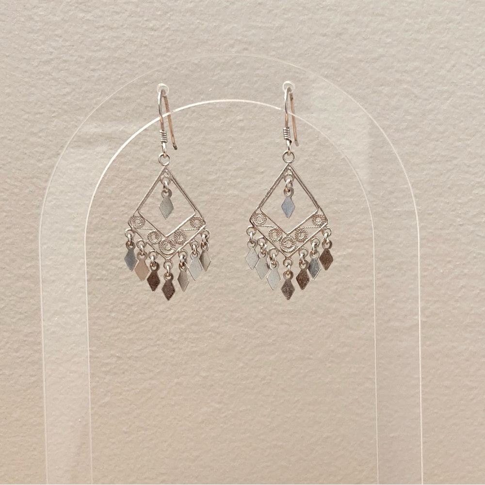 Sterling Silver Chandelier Statement Earrings